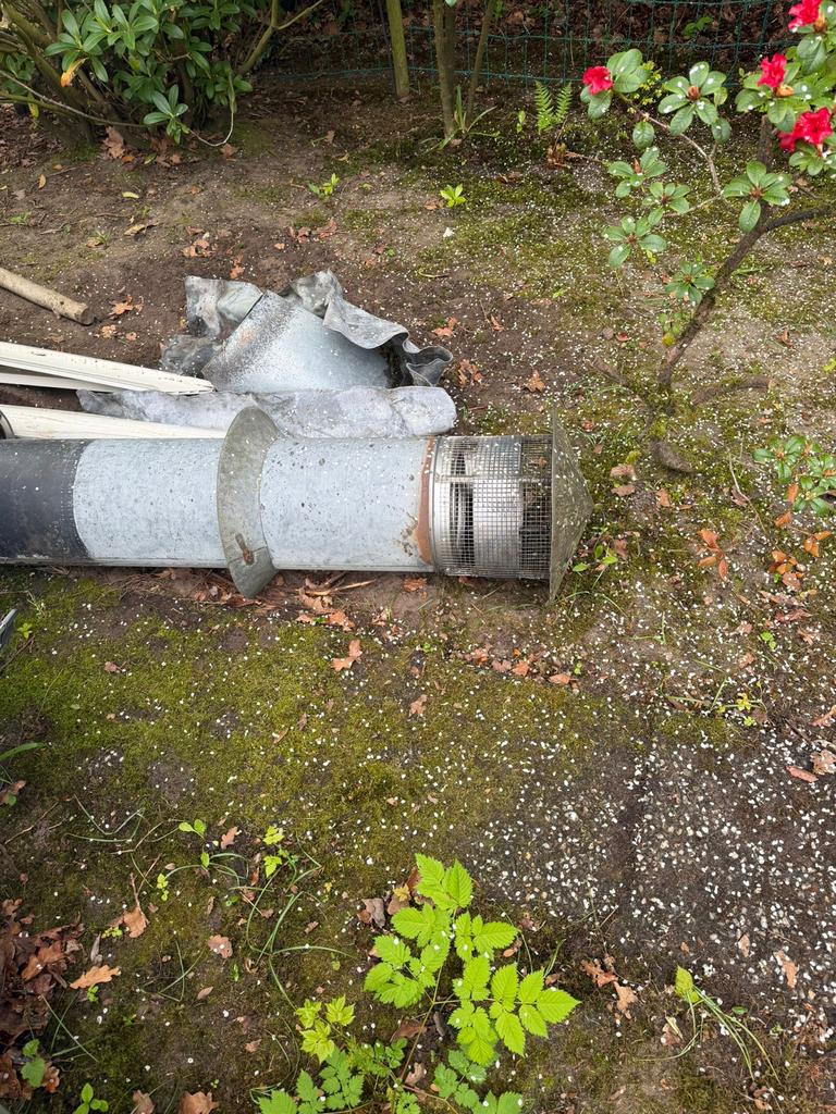 Dubbelwandig gegalvaniseerd rookkanaal Ø150mm, 4m compleet, Huis en Inrichting, Kachels, Ophalen, Gebruikt
