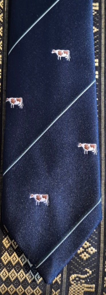 Koeien stropdas roodbont koe blauw, Ophalen of Verzenden, Nieuw, Blauw