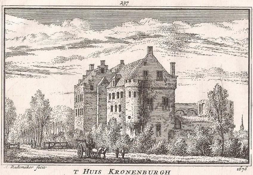 't Huis Kronenburgh 1676 Kopergravure A. Rademaker, Ophalen of Verzenden