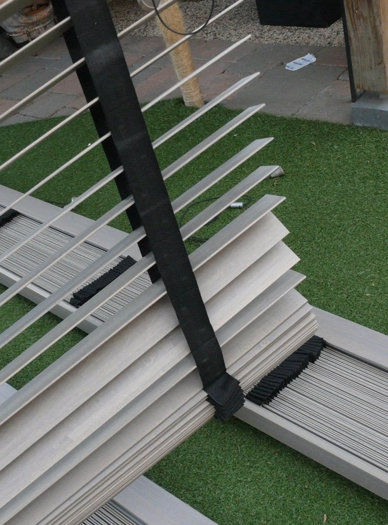 Houten brede grijs beige LUXAFLEX in 3 maten, Zo goed als nieuw, Grijs, 150 tot 200 cm, 50 tot 100 cm