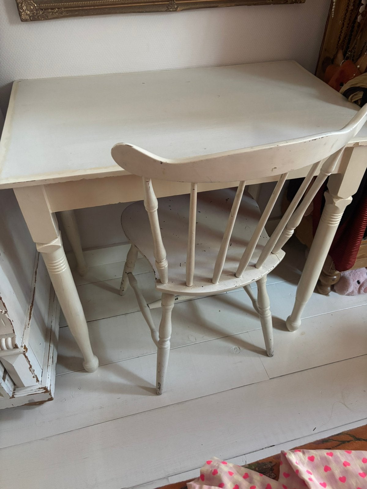 Schrijftafeltje tafel stoel hout wit bureau, Ophalen, Zo goed als nieuw, Tafel(s) en Stoel(en)