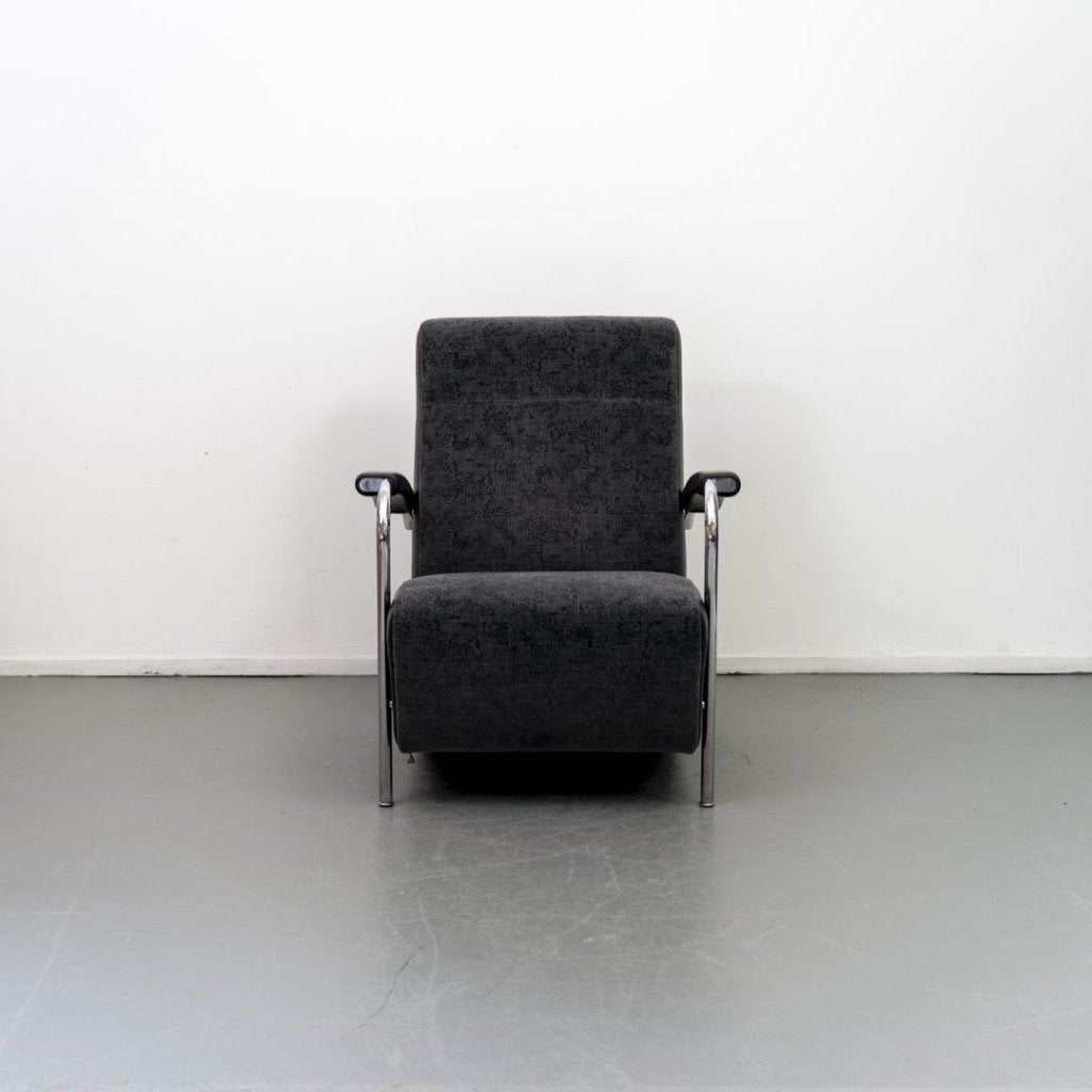 Leolux Scylla Fauteuil Hoog Zwart Stof - Chroom, Huis en Inrichting, Niet ingevuld, Leolux, Niet ingevuld, 75 tot 100 cm