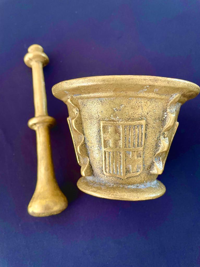 1870-Antieke Bronzen Spanje vijzel stamper uit Spanje-1.3 kg, Antiek en Kunst, Ophalen of Verzenden