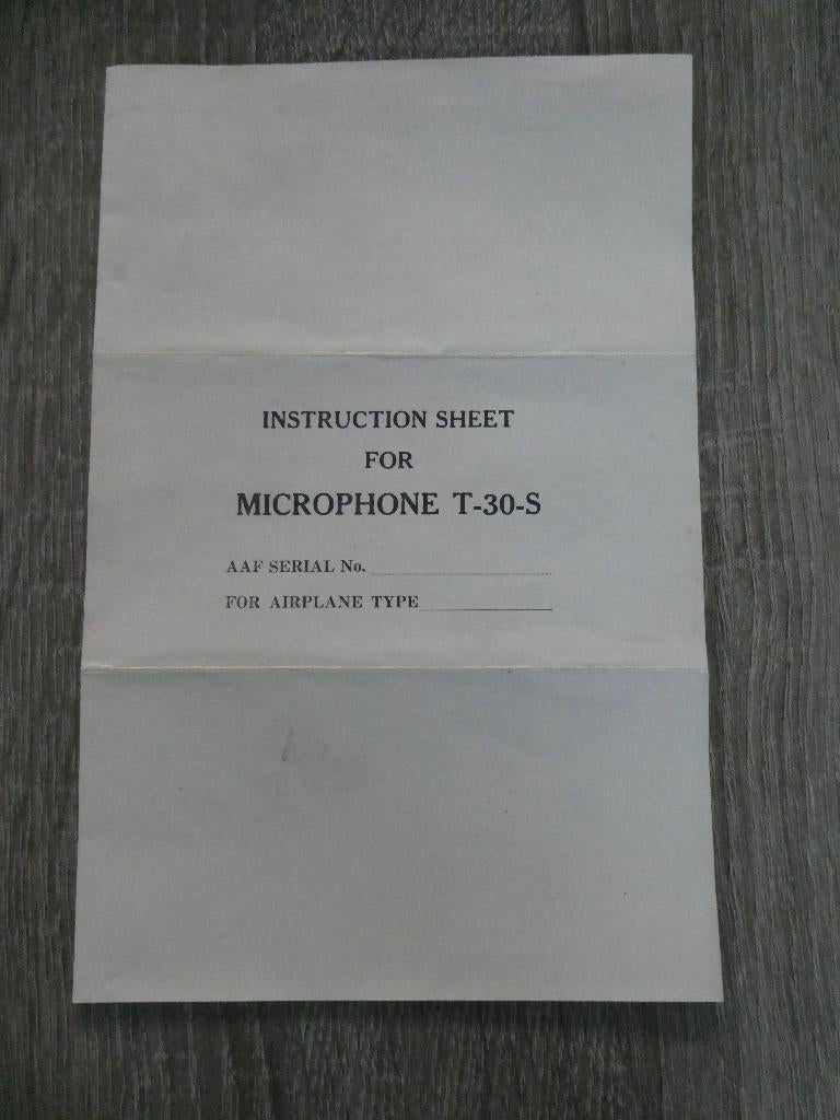 Instructieblad Microphone T-30-S, Verzamelen, Militaria | Tweede Wereldoorlog, Ophalen of Verzenden, Landmacht, Engeland, Boek of Tijdschrift