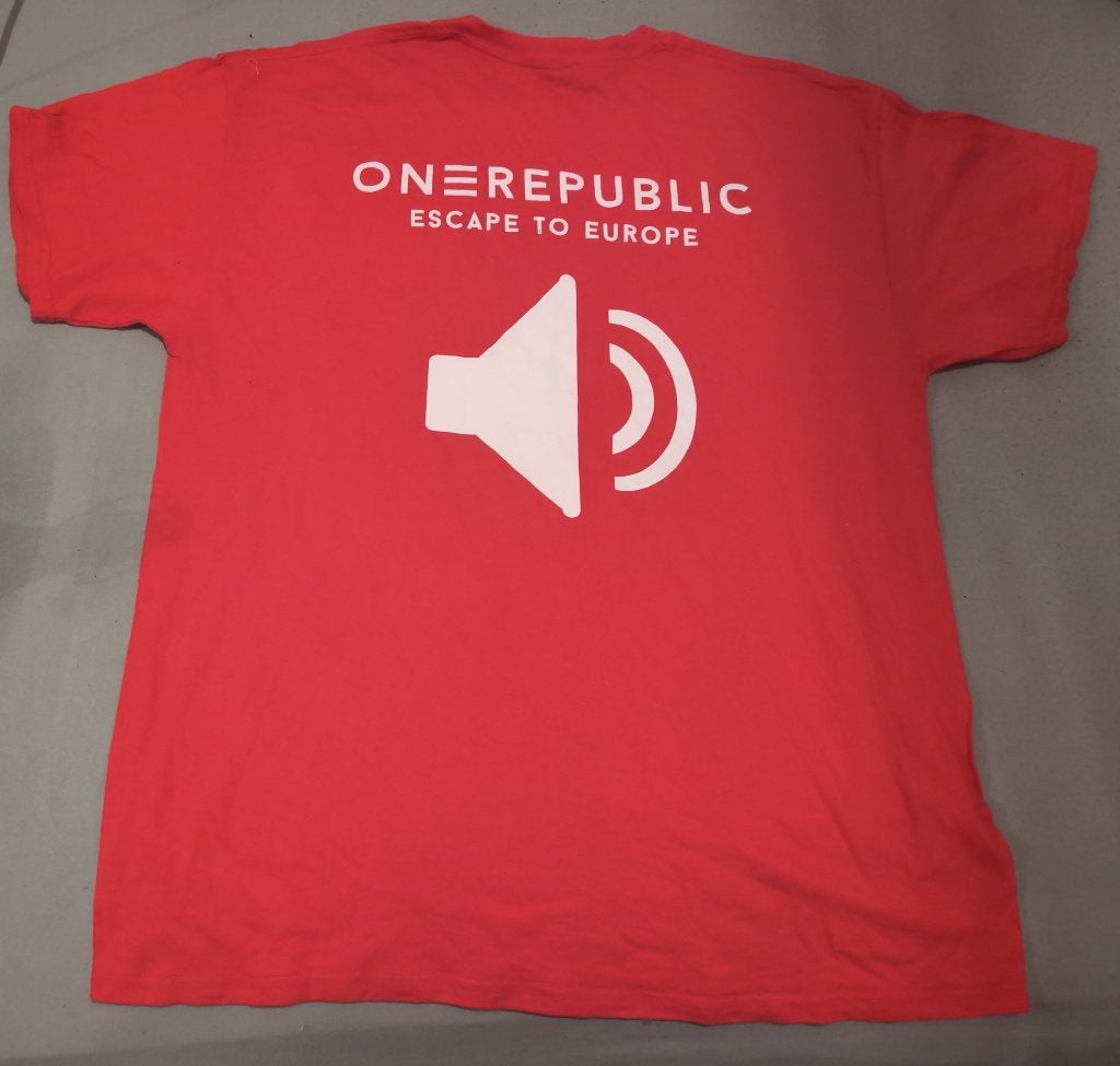 ONEREPUBLIC officiële backstage t-shirt, Kleding | Heren, T-shirts, Maat 56/58 (XL), Ophalen of Verzenden, Zo goed als nieuw, Rood