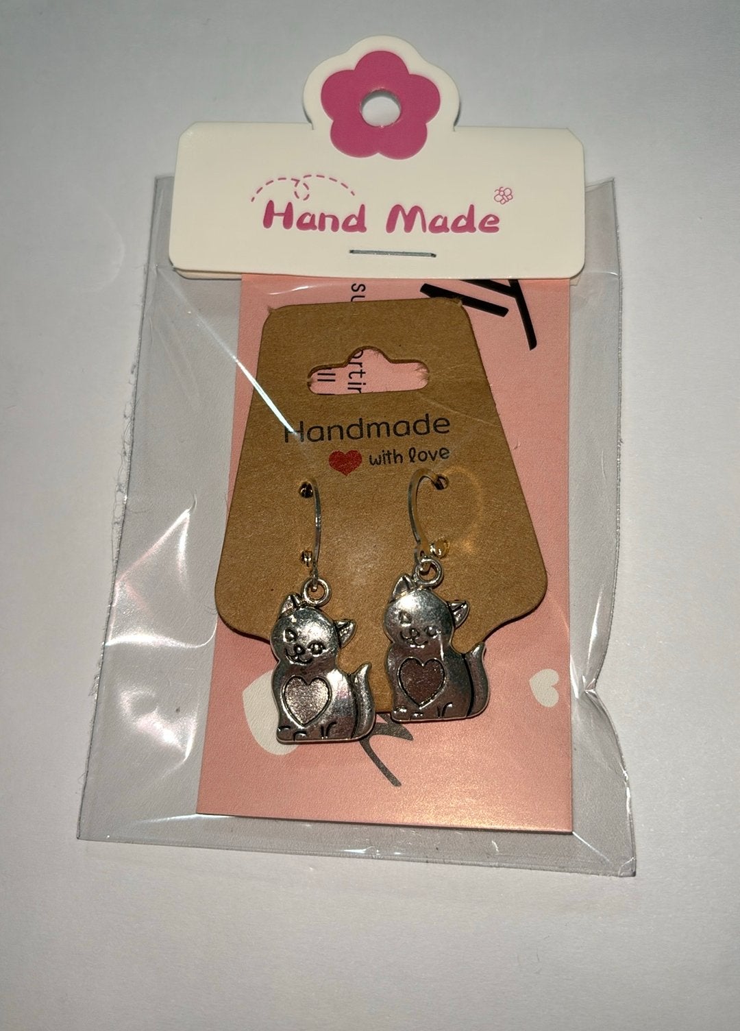 Oorbellen kat zilver, Overige materialen, Hangers, Nieuw, Ophalen of Verzenden