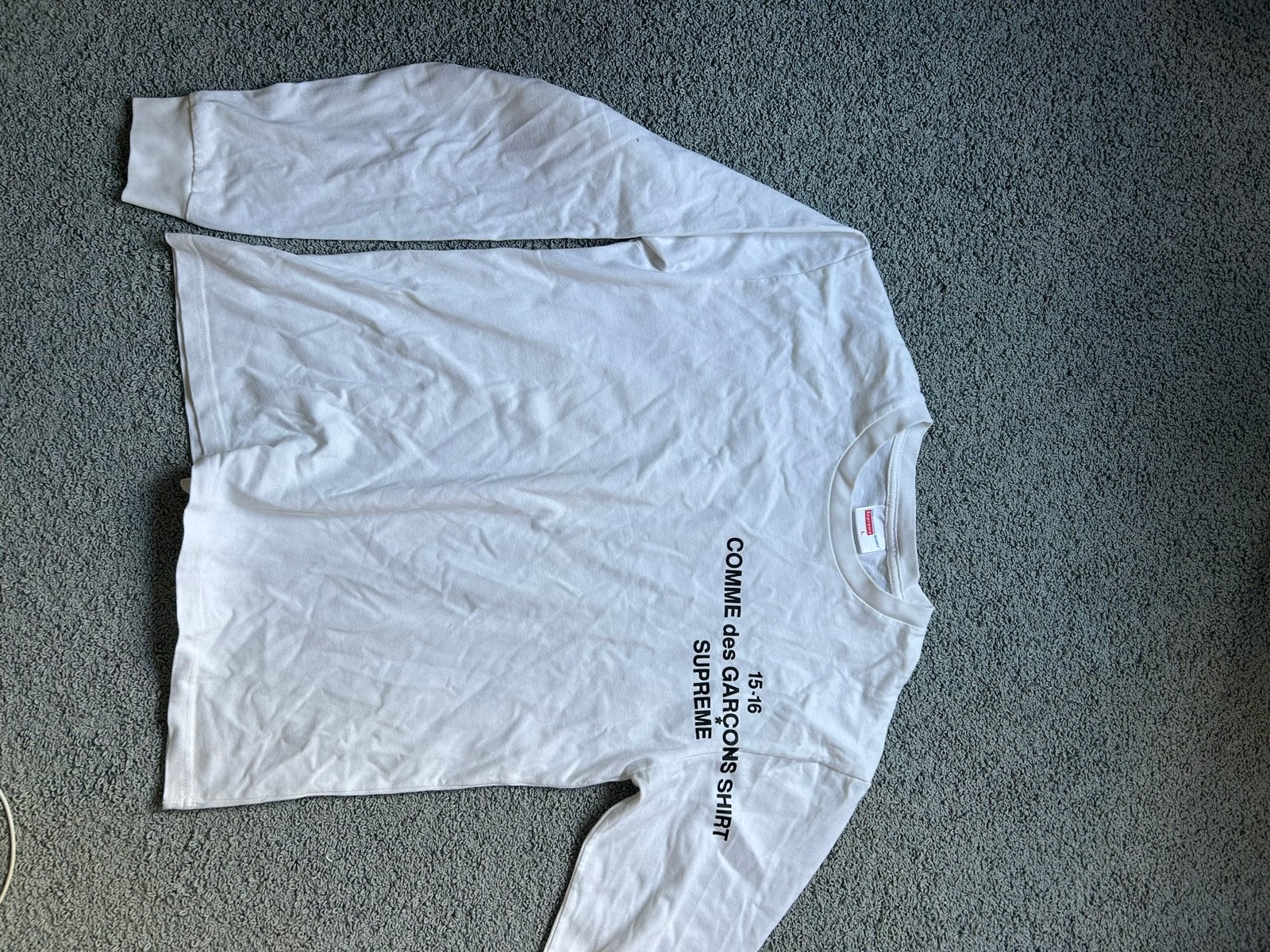 Supreme Comme des Garçons SHIRT 15-16 Longsleeve Maat L, Ophalen of Verzenden, Zo goed als nieuw, Maat 52/54 (L), Wit