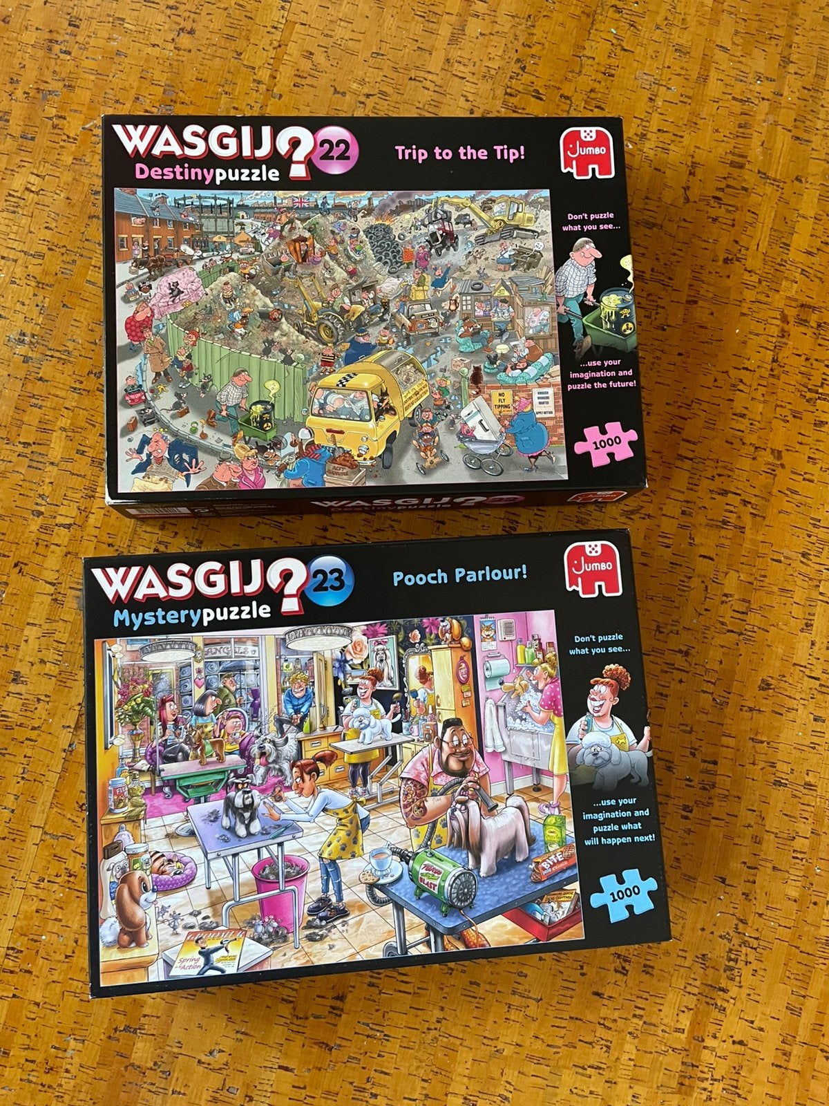 Puzzels, 2x Wasgij, Ophalen, 500 t/m 1500 stukjes, Zo goed als nieuw, Legpuzzel