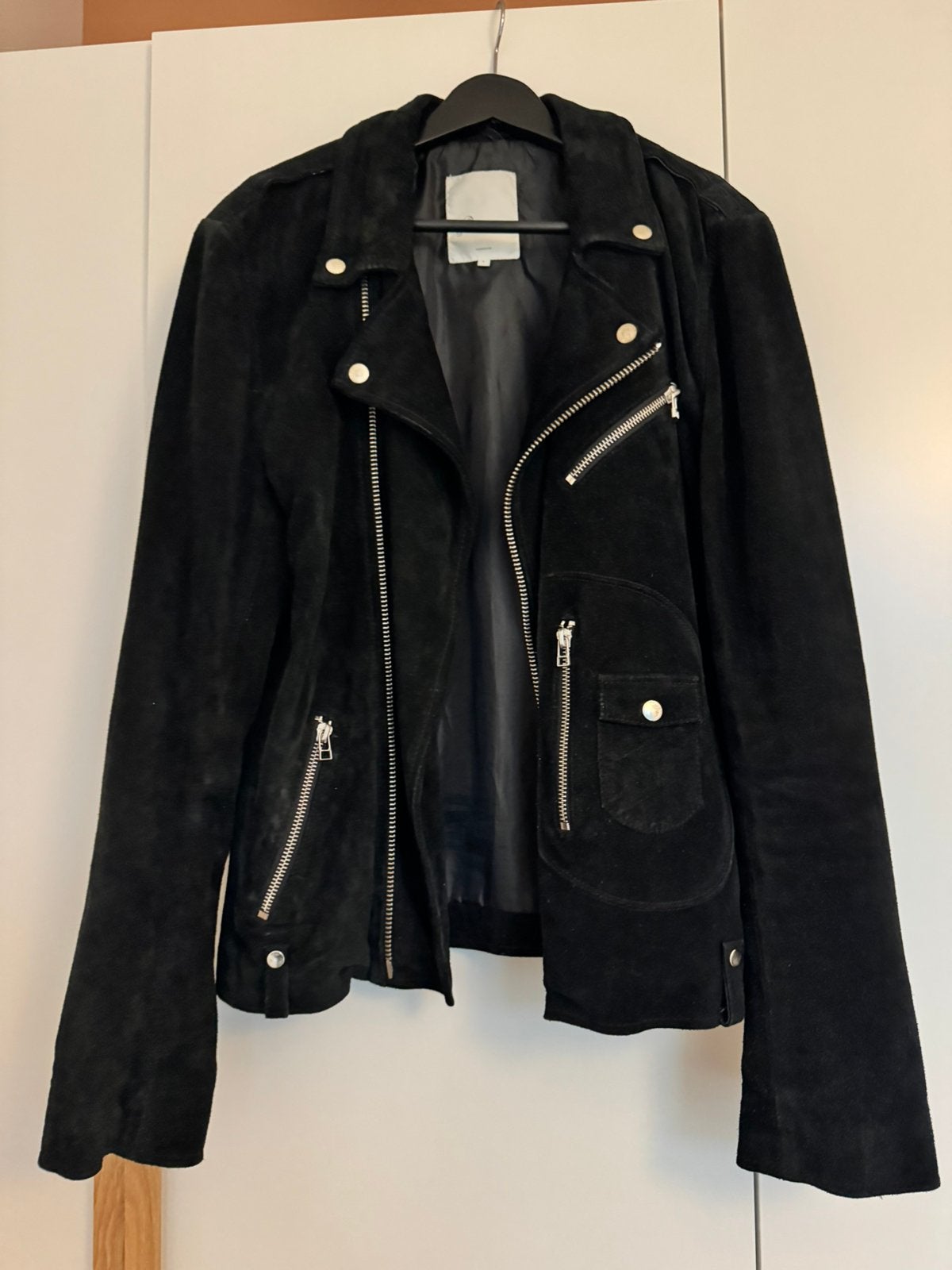 Goosecraft black suede biker jacket, size L, Ophalen of Verzenden, Zo goed als nieuw, Maat 52/54 (L), Zwart