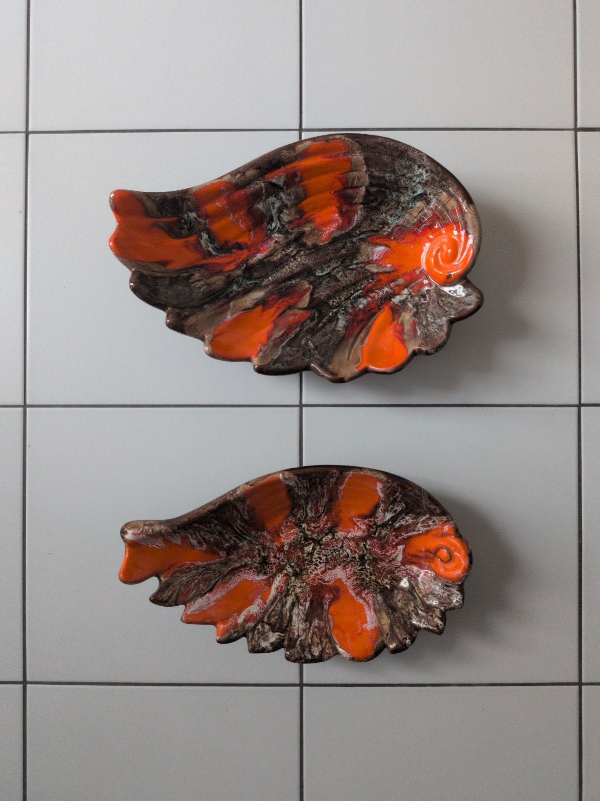 Vintage oranje keramiek schaal Vallauris, Antiek en Kunst, Ophalen