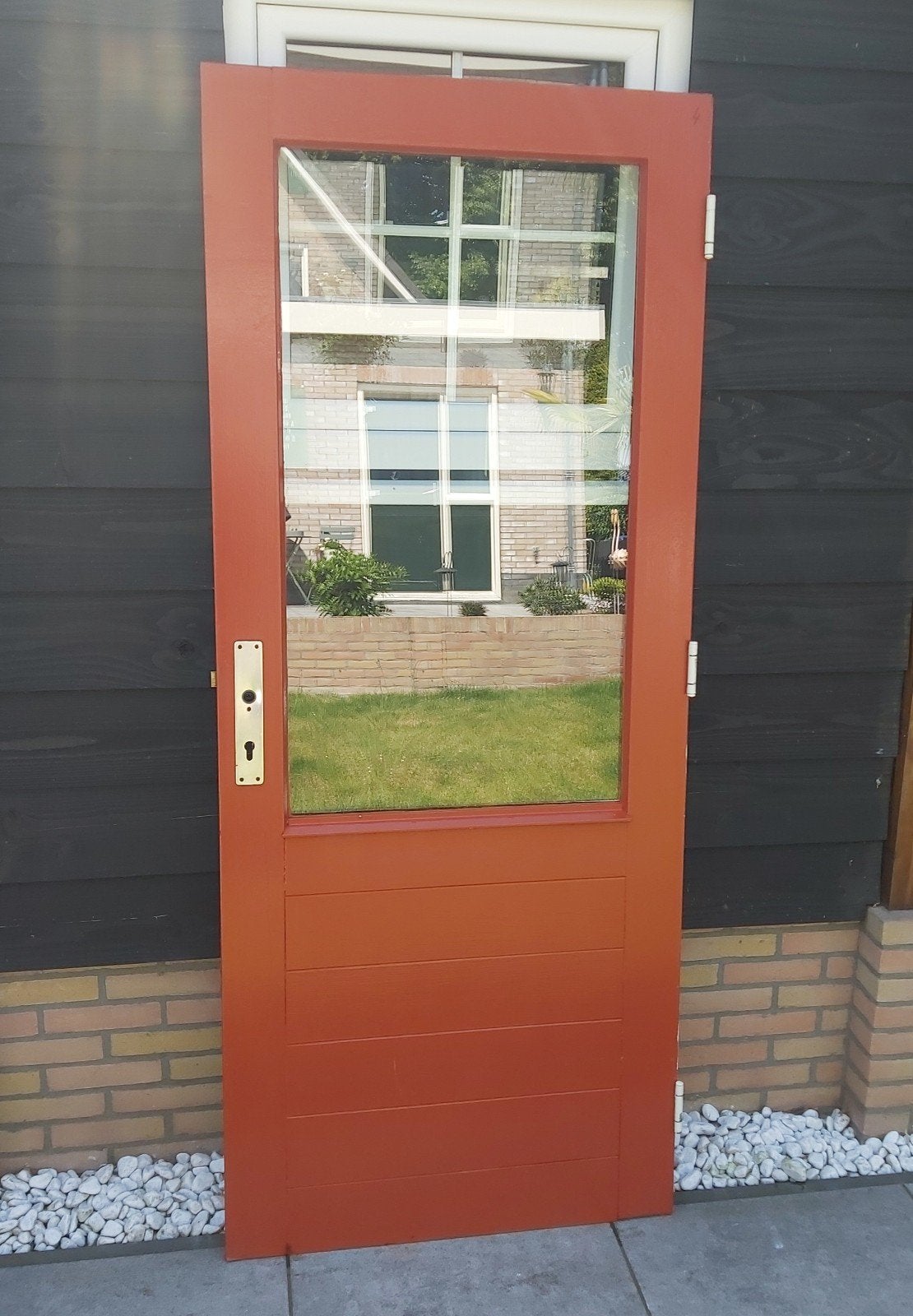 Hardhouten buitendeur!, Ophalen, Gebruikt, Buitendeur, 200 tot 215 cm