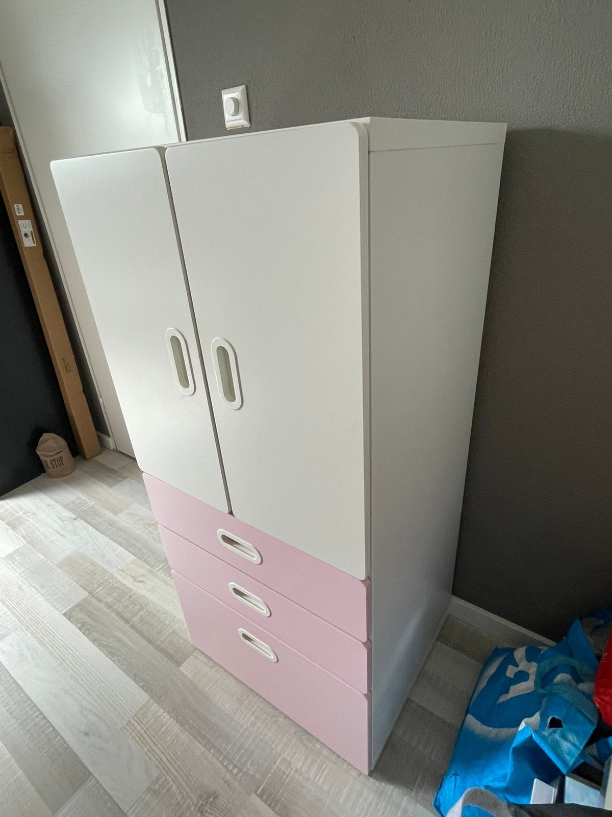 Ikea stuva kinder kast roze wit lades en planken, Ophalen, Gebruikt, 50 tot 70 cm, 105 cm of meer