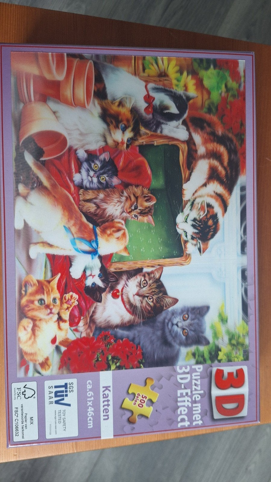 3D Legpuzzel Katten - 500 Delen (ca. 61x46cm), Ophalen, 500 t/m 1500 stukjes, Zo goed als nieuw, Legpuzzel
