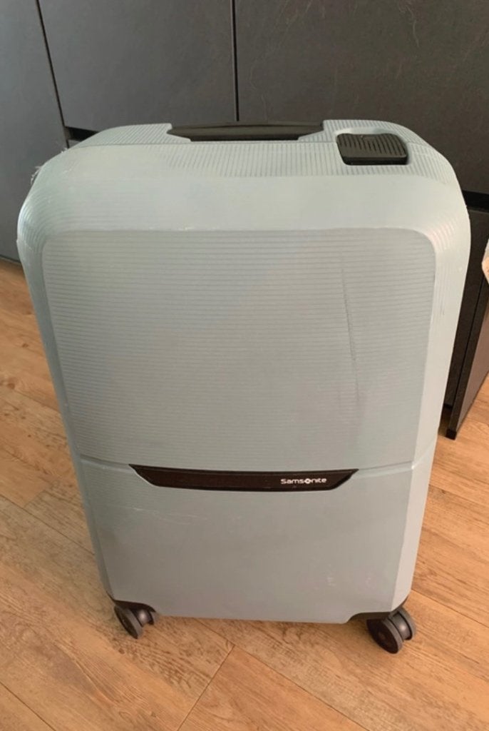 Reiskoffer handvat Samsonite Magnum Eco Spinner 69 ice blue, Wieltjes, Gebruikt, Hard kunststof, Verzenden