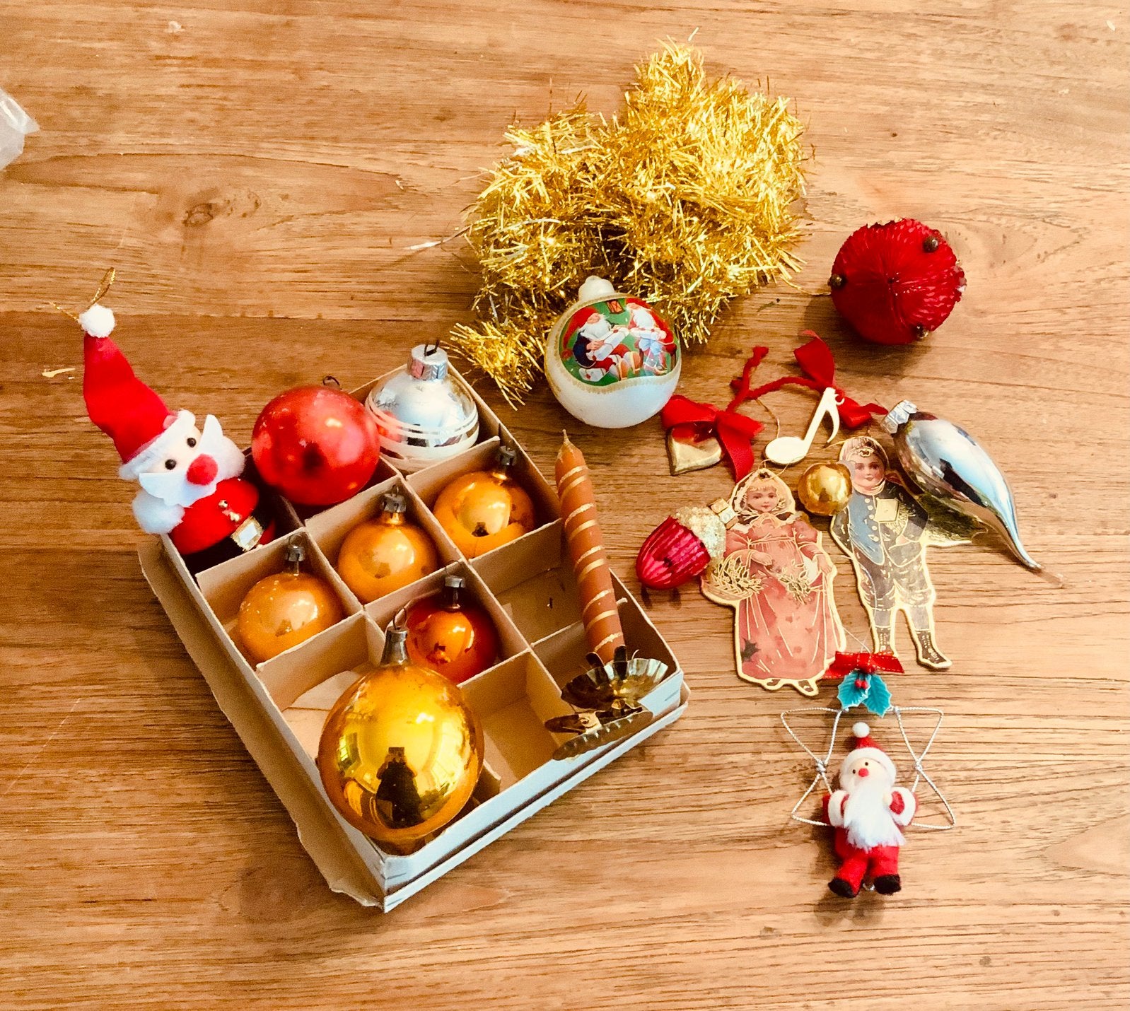 Antieke kerst bal vintage kerstversiering set, Diversen, Ophalen of Verzenden, Gebruikt