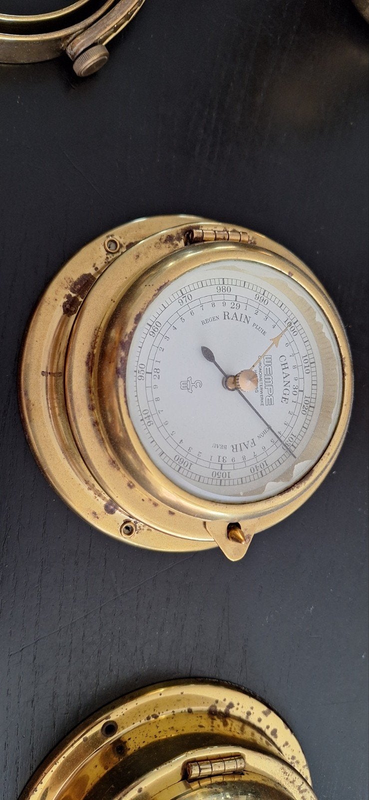 Antieke Wempe Barometer - Messing Scheepsbarometer, Ophalen of Verzenden, Gebruikt, Barometer