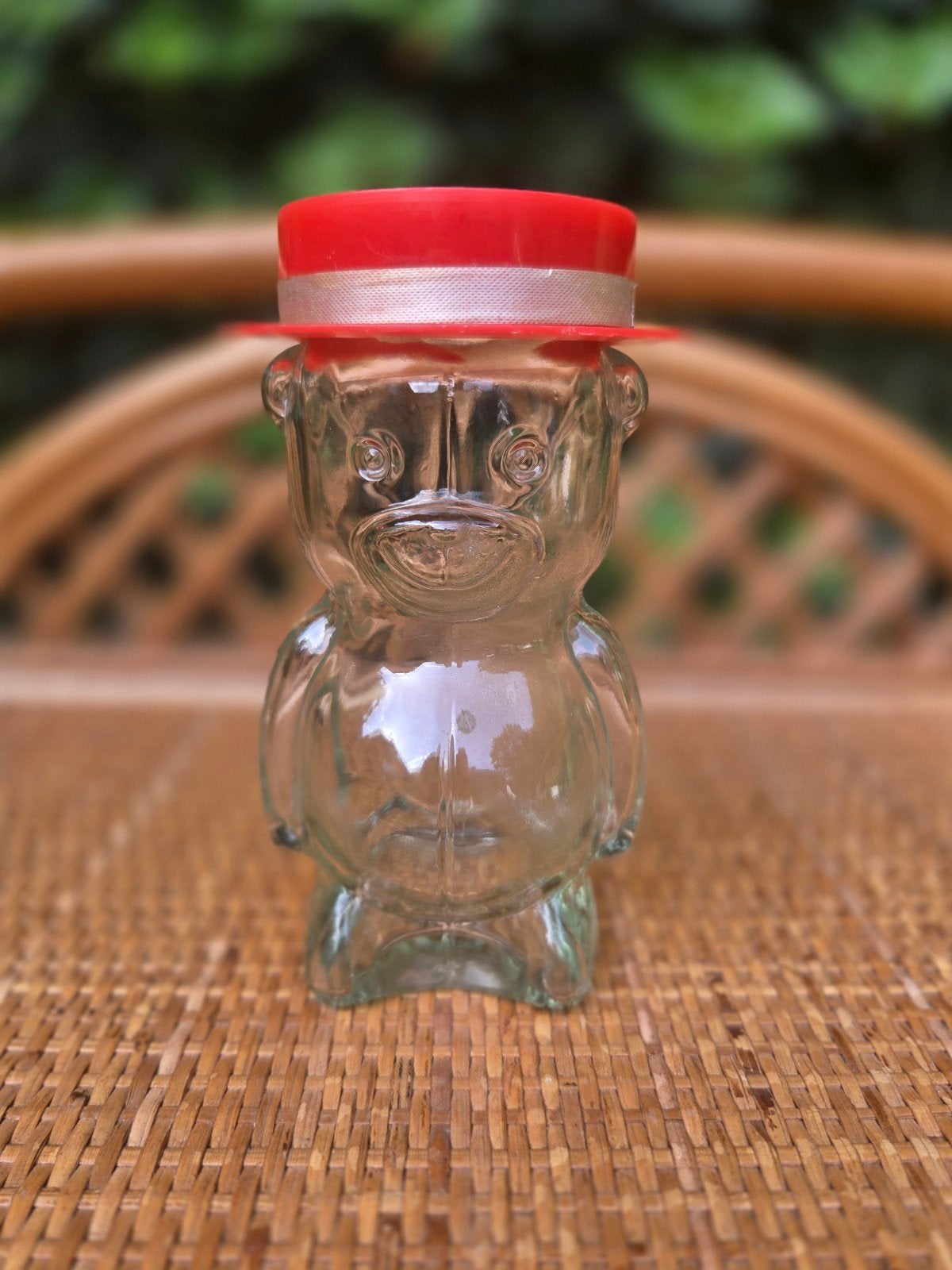 Vintage Glazen Honingpotje in de vorm van een Beer, Huis en Inrichting, Ophalen of Verzenden, Glas, Overige stijlen, Glas of Glazen
