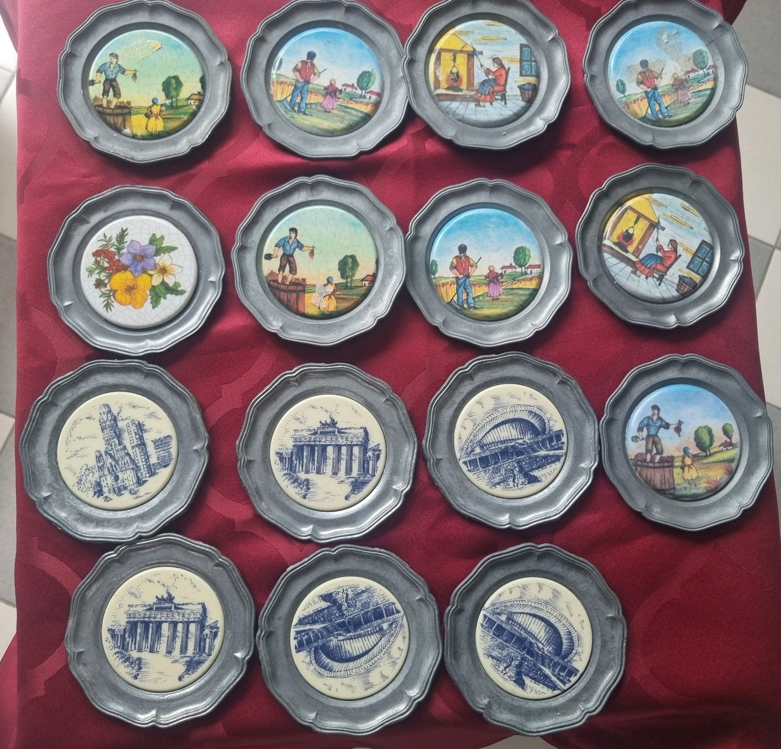 Set van 15 vintage tinnen sierborden, Sport en Fitness, IJshockey, Ophalen of Verzenden