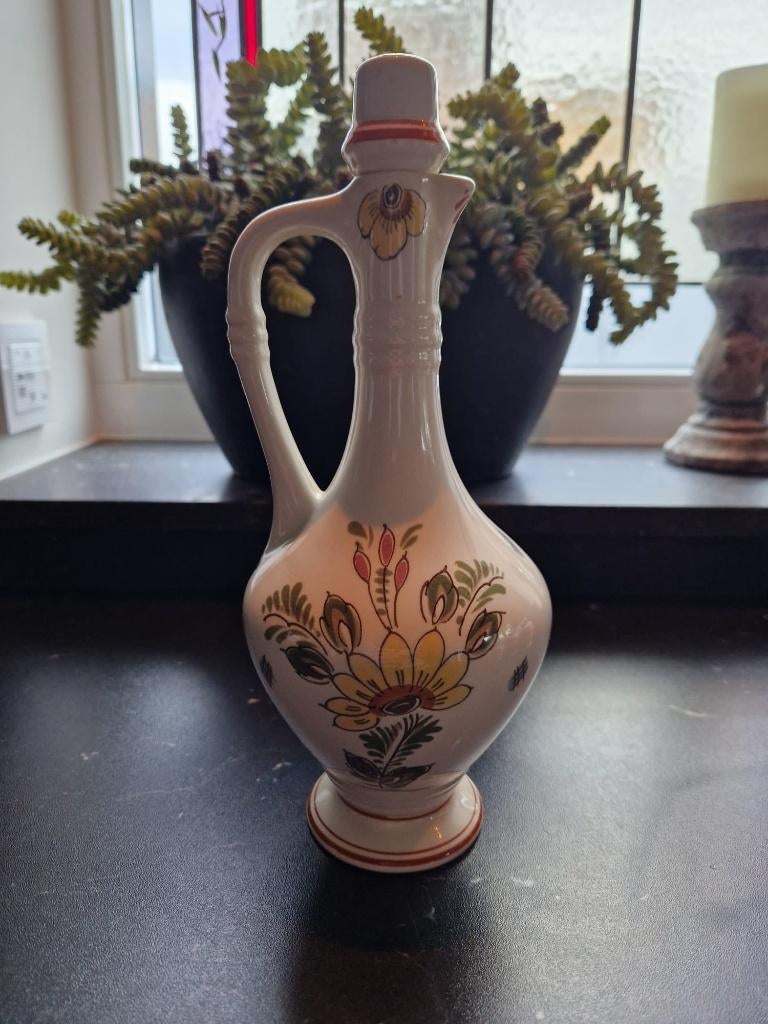 Regina Gouda Flesvaasje Polychroom  Met originele stop!, Antiek en Kunst, Antiek | Keramiek en Aardewerk, Ophalen