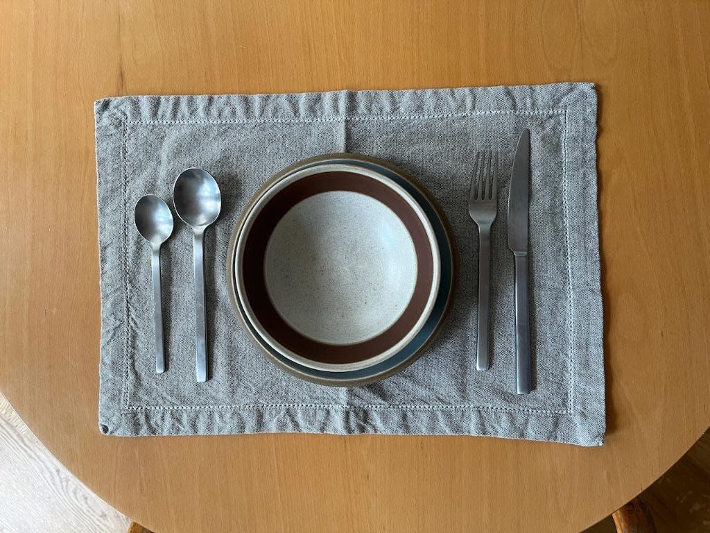 Katoenen placemats, Huis en Inrichting, Keuken | Textiel, Ophalen of Verzenden, Gebruikt, Grijs, Placemat