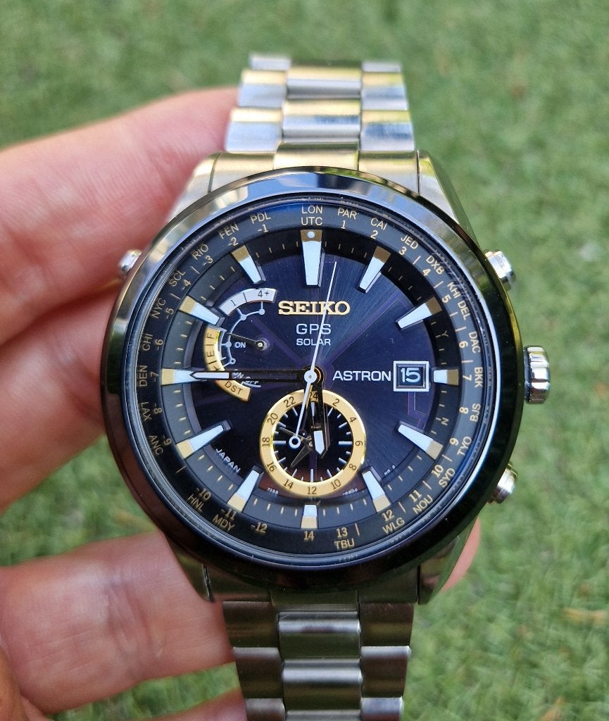 Seiko Astron Solar GPS SAST005 heren horloge met saffierglas, Sieraden, Tassen en Uiterlijk, Horloges | Heren, Gebruikt, Polshorloge