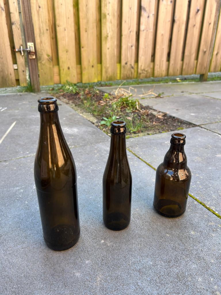 Diverse lege bierflessen (bruin glas), Ophalen, Gebruikt, Overige kleuren, Glas