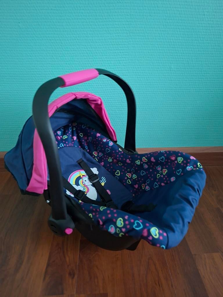 Autostoel babyborn/pop met eenhoorn design, Kinderen en Baby's, Speelgoed | Poppen, Ophalen of Verzenden, Gebruikt, Babypop