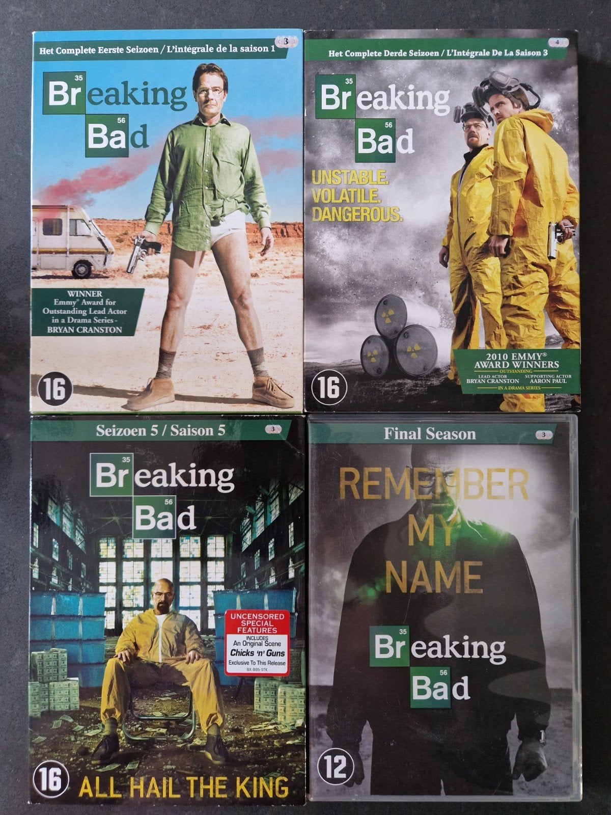 Breaking Bad DVD Boxset Seizoen 1, 3, 5 en Final Season, Vanaf 16 jaar, Misdaad, Nederlands, Inclusief doosje