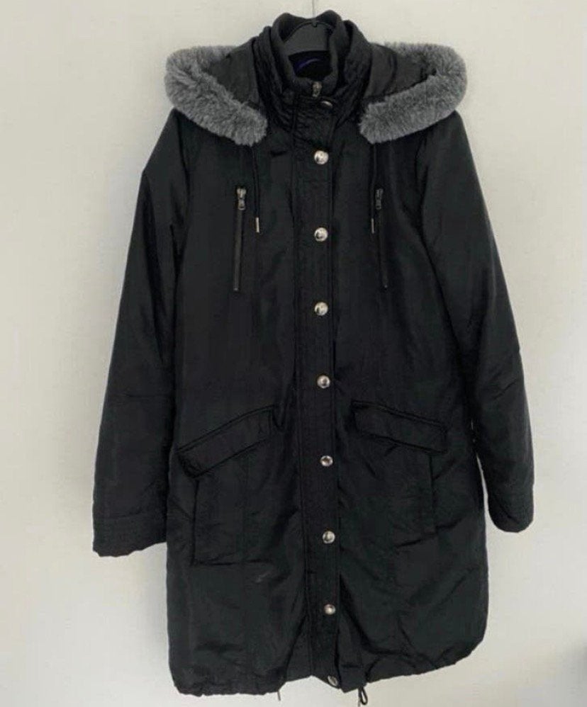 dames warme winterjas zwart. Maat L, Kleding | Dames, Verzenden, Zo goed als nieuw, Maat 42/44 (L), Zwart