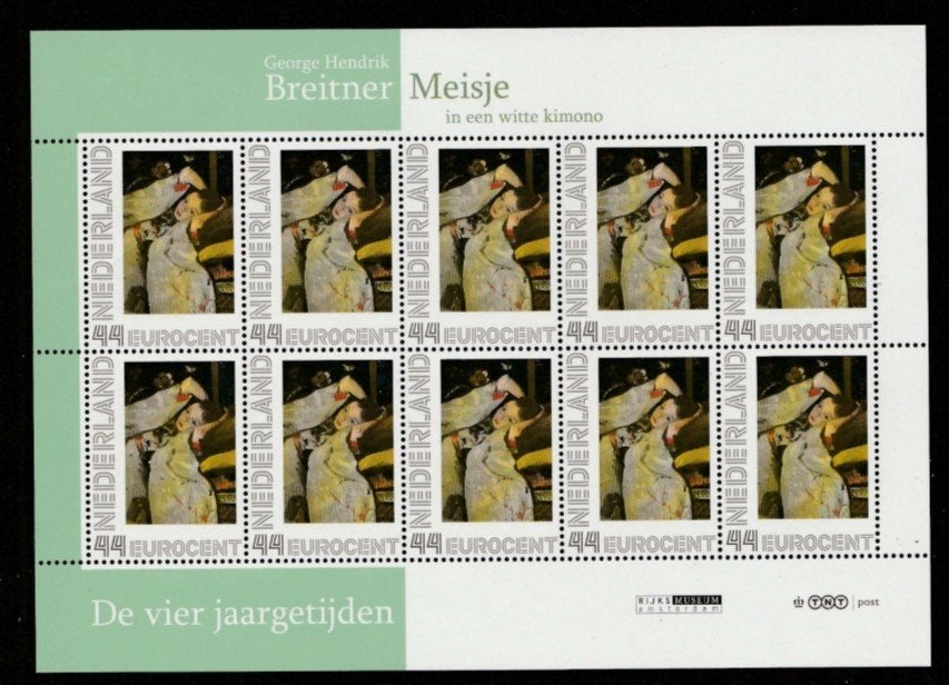 4 Jaargetijden Vel Meisje met de witte kimono, Postzegels en Munten, Postzegels | Nederland, Ophalen of Verzenden, Postfris
