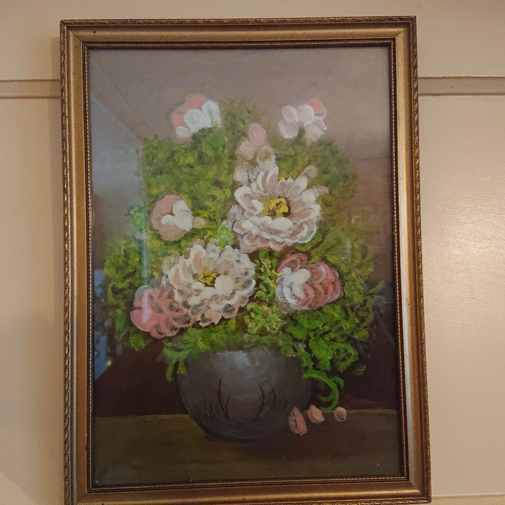 SCHILDERIJ achter glas, in gouden lijstje,  ca 38x 22 cm, Ingelijst, Schilderij, 21 cm, Klassiek