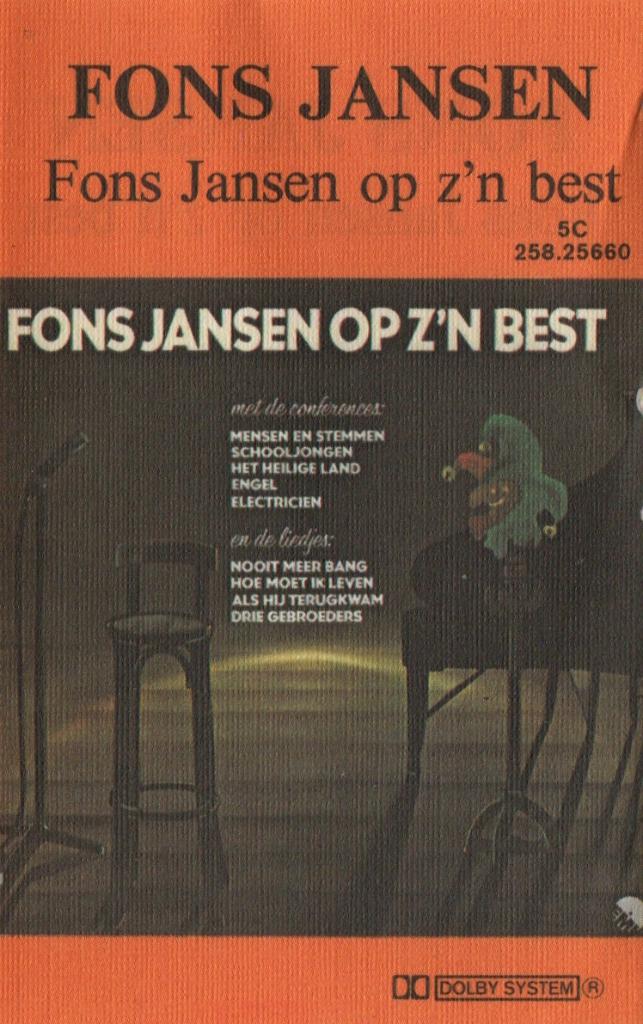 Cassettebandje Fons Jansen – Fons Op Z'n Best, Verzenden, Zo goed als nieuw, Nederlandstalig, 1 bandje
