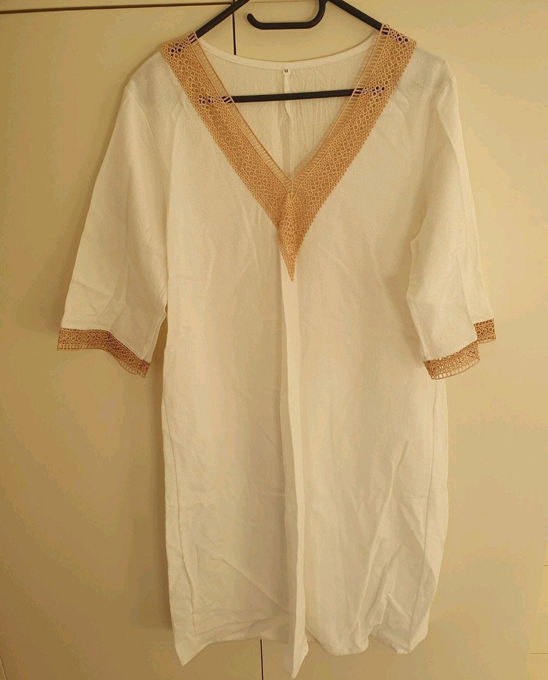 Linnen jurk/tuniek met goud mt M 🤍, Ophalen of Verzenden, Nieuw, Maat 38/40 (M), Wit