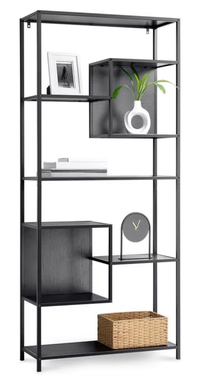 Stijlvolle zwarte metalen boekenkast met planken, Huis en Inrichting, Ophalen, Met plank(en), 50 tot 100 cm, Zo goed als nieuw