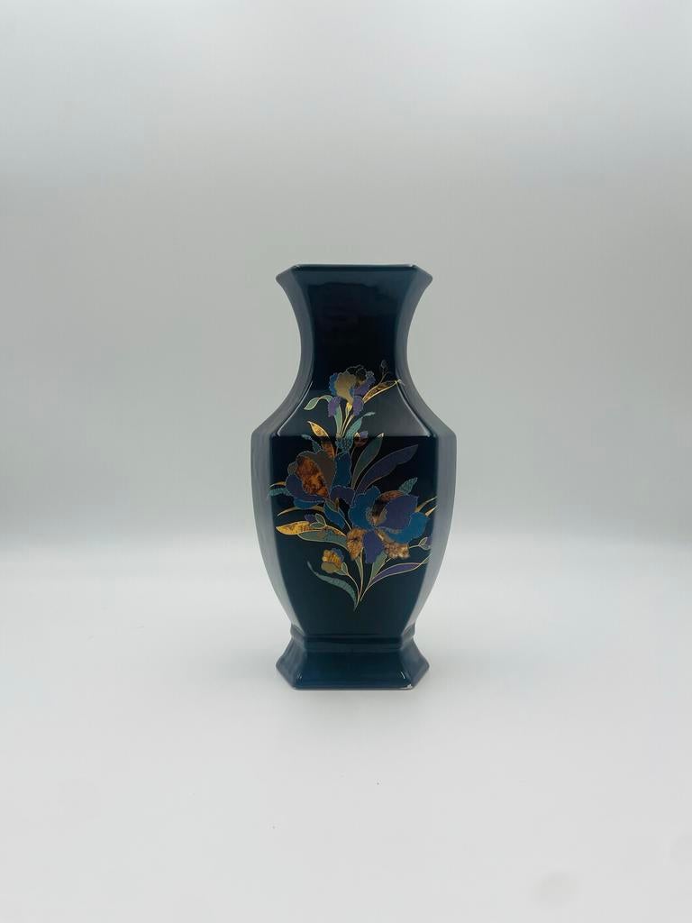 Chinese geïnspireerde zwarte vaas met bloemmotief, Antiek en Kunst, Ophalen of Verzenden