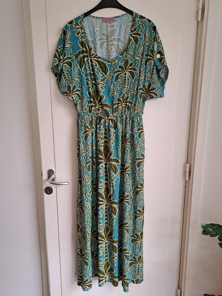 Prachtige jurk van met palmbomen van Curviss (44/46/XXL), Maat 46/48 (XL) of groter, Nieuw, Curviss, Onder de knie