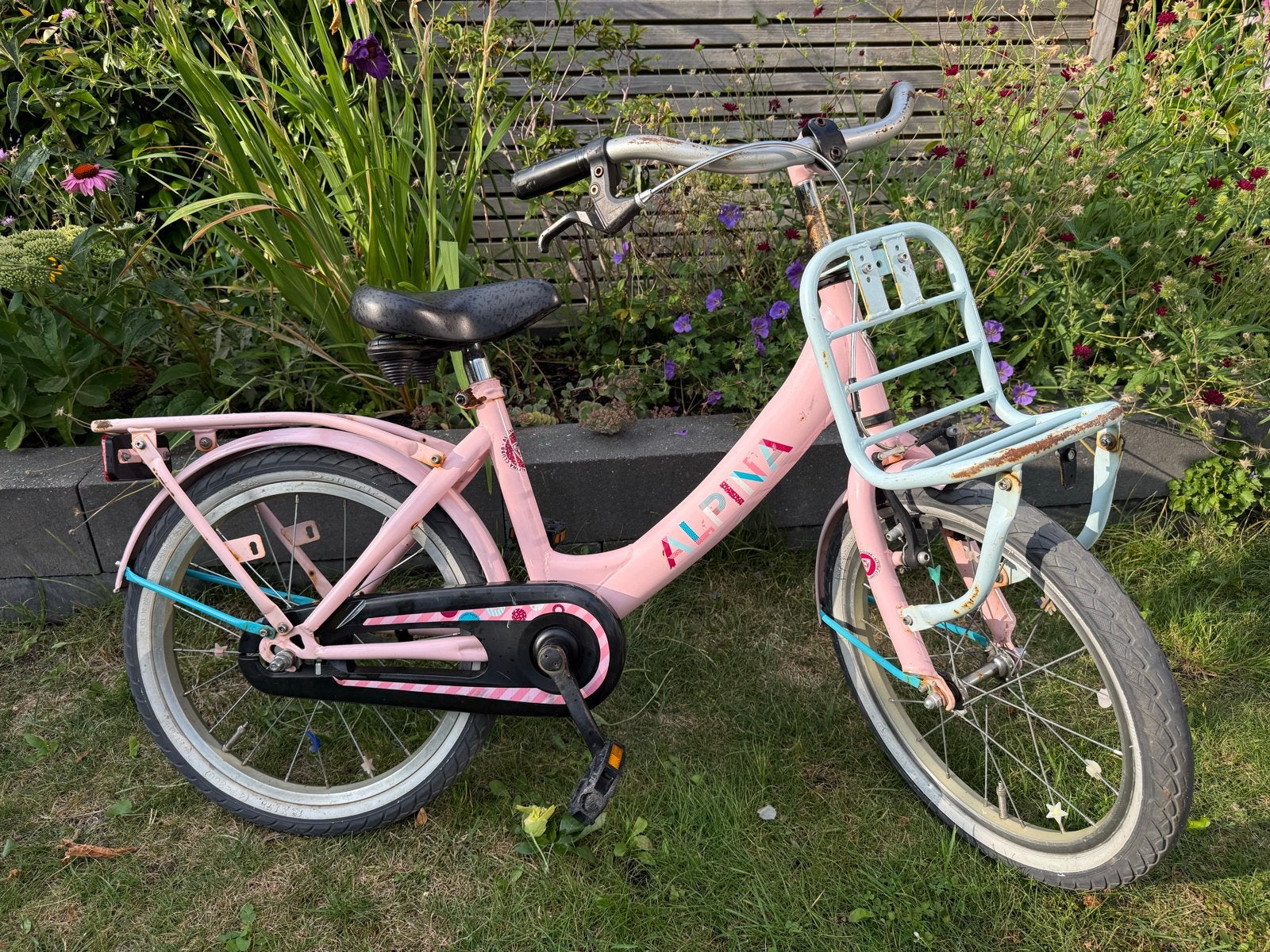Alpina Meisjesfiets 18 inch - Roze met Voordrager, Fietsen en Brommers, Ophalen, Gebruikt, Terugtraprem, 18 inch