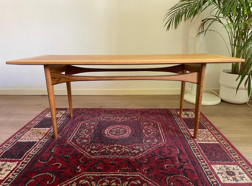 Deens design salontafel jaren 60 teak, Ophalen, Minder dan 50 cm, Gebruikt, 100 tot 150 cm