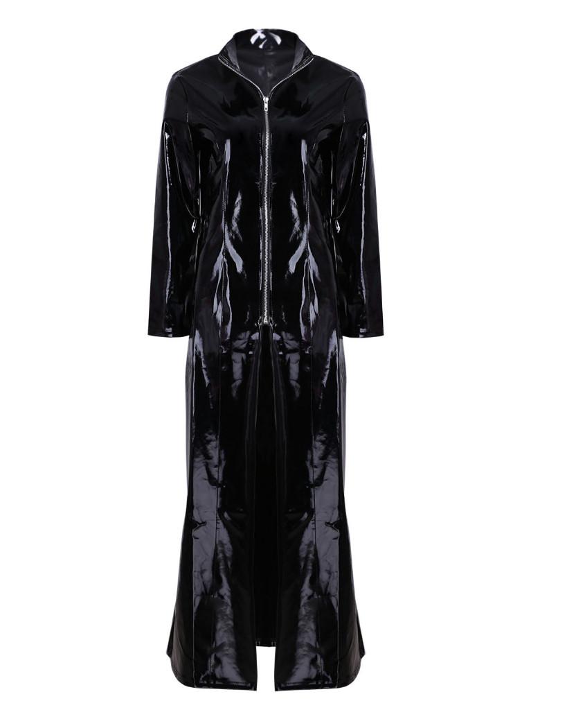Zwarte leerlook jas sexy fetish leren pvc latex dames heren, Verzenden, Nieuw, Overige maten, Overige thema's