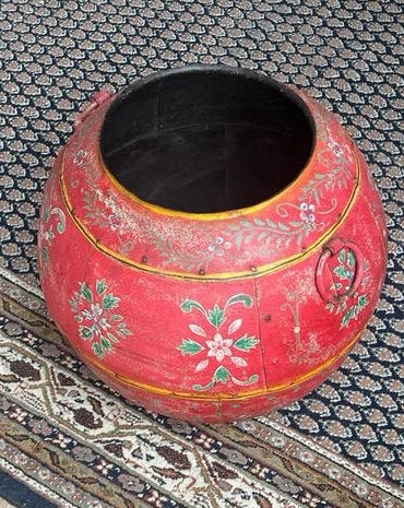Decoratieve Oosterse Pot - Rood met Bloemmotief, Ophalen of Verzenden