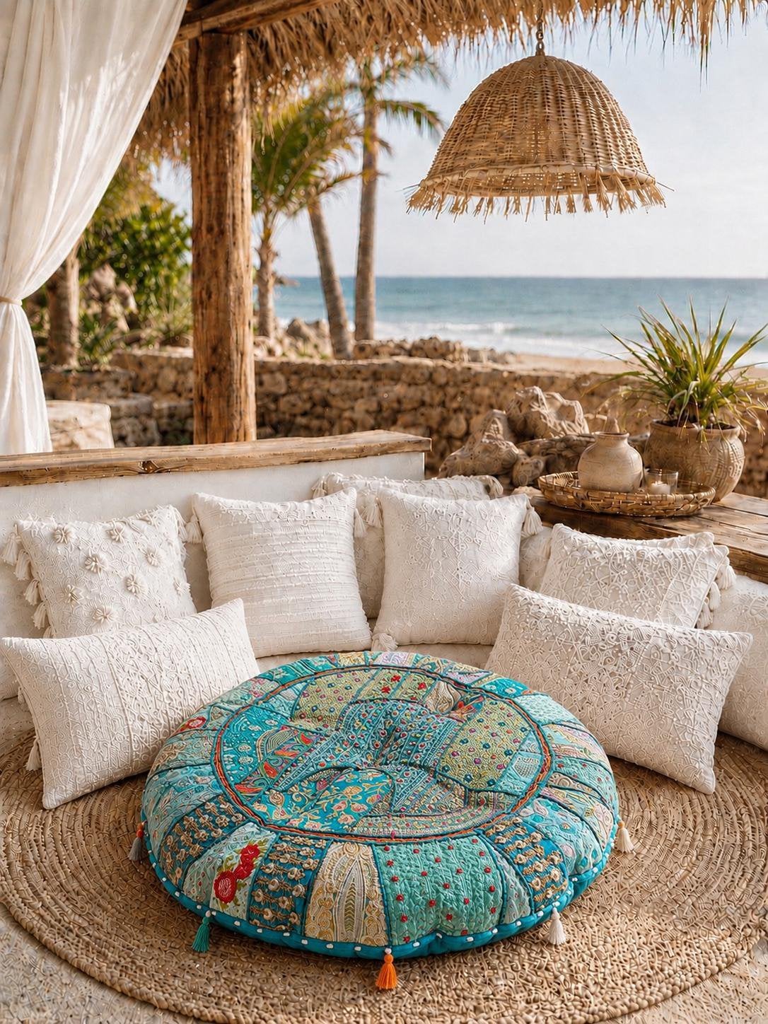Prachtige ibiza style kussens 11 stuks! Boho yoga NIEUW, Ophalen of Verzenden, Nieuw, Rond, Loungekussen