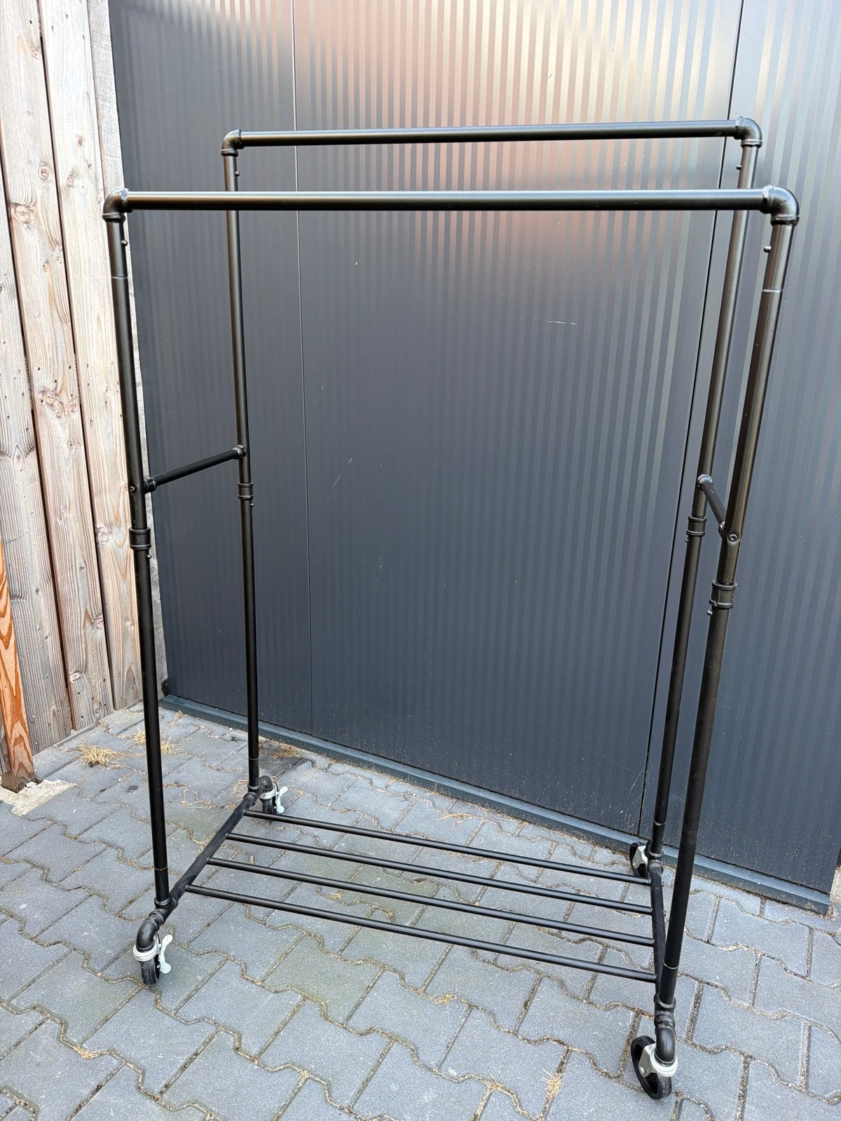 Zwart kledingrek op wielen - 100x165 cm, Ophalen, Gebruikt, Rek, Rek