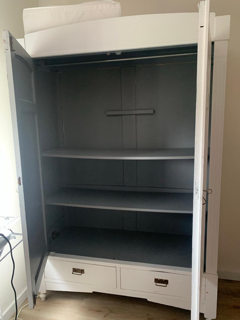 Loods 5 retro kast met legplanken en lades, Ophalen, Gebruikt, 100 tot 150 cm, 200 cm of meer
