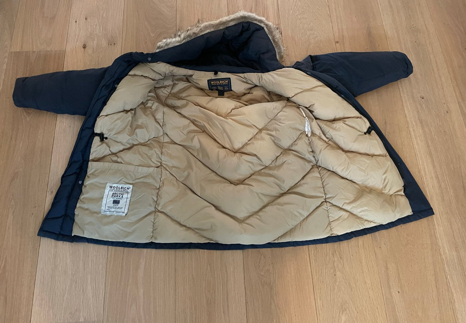 Woolrich Arctic Parka XL - Donkerblauw met bontkraag, Ophalen of Verzenden, Gedragen, Maat 56/58 (XL), Blauw