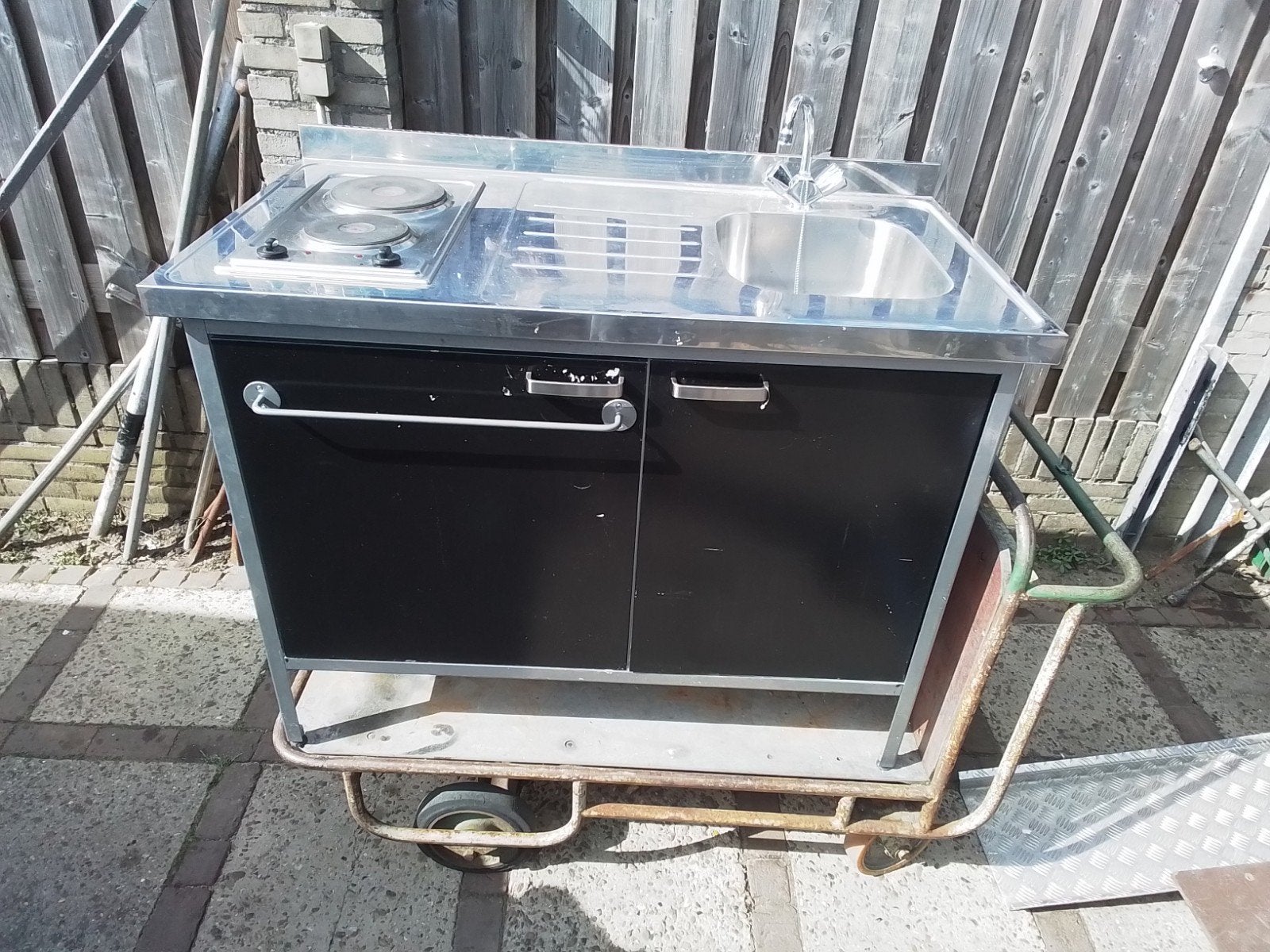 Kookplaat keuken blok met  spoelbak, Ophalen, Gebruikt, 60 cm of meer, 3 kookzones of minder