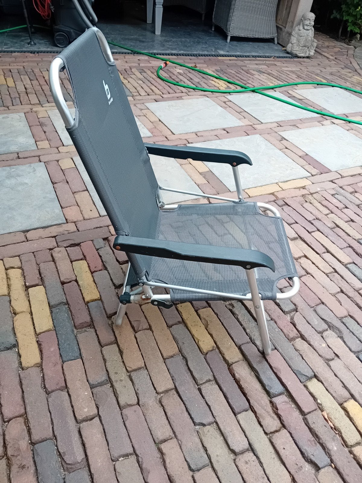 strandstoel laag., Tuin en Terras, Ophalen of Verzenden, Gebruikt, Aluminium, Inklapbaar