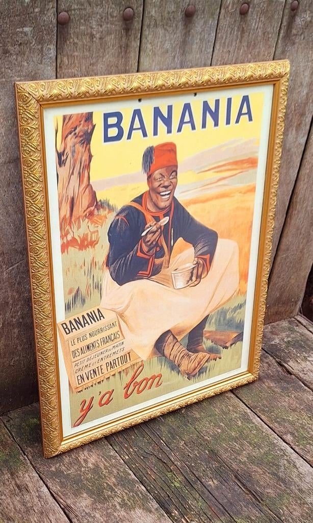 Authentiek reclame karton, herdrukt door Banania 80'r jaren., Verzamelen, Ophalen, Reclamebord, Gebruikt, .