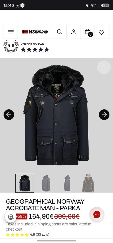 Geographical Norway Acrobaten Man Parka, winter jas, Blauw, Ophalen of Verzenden, Zo goed als nieuw, Geographical norway