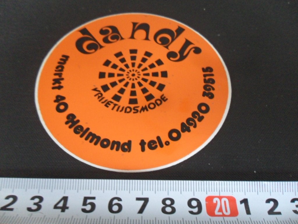 sticker helmond DANDY vrijetijdsmode markt 40, Ophalen of Verzenden, Zo goed als nieuw