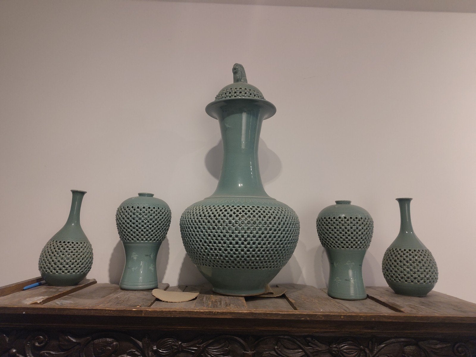 5-delige set Koreaanse celadon vazen, Antiek en Kunst, Ophalen